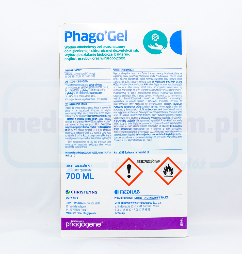 Phago Gel 700ml gel sterisol pentru dezinfecția igienică și chirurgicală a mâinilor